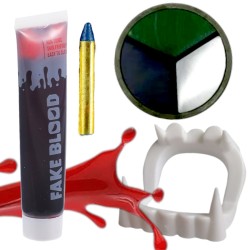 Zestaw do Makijażu Halloween Krew Zęby Wąsy farbki do twarzy