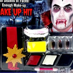 Kompletny Zestaw do Makijażu Wampira Kły Krew Medalion Halloween 