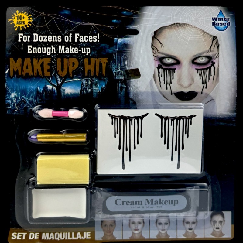 Krwawa Zakonnica Zestaw do Makijażu Halloween Czarne Łzy
