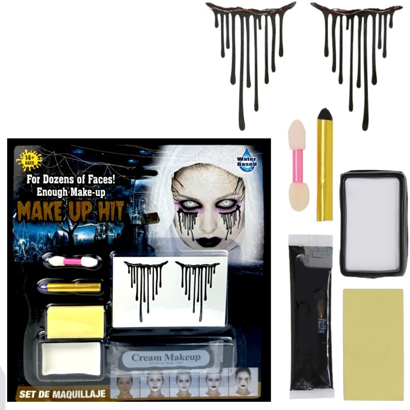 Krwawa Zakonnica Zestaw do Makijażu Halloween Czarne Łzy