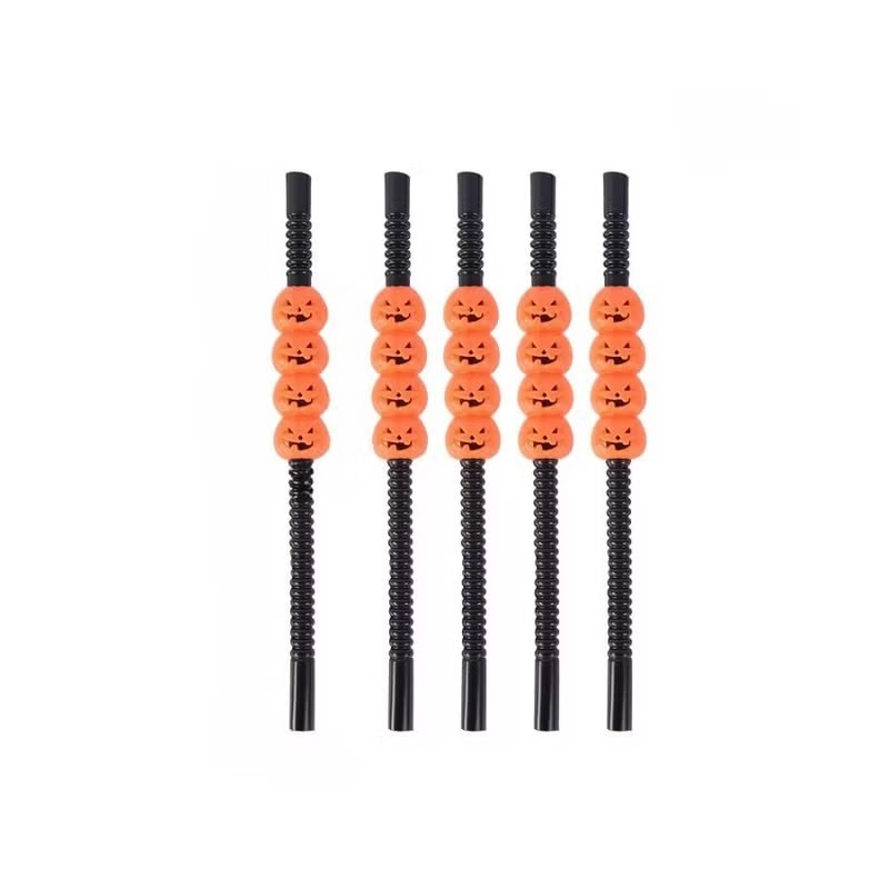 Halloweenowe Słomki z Dyniami Zestaw 5 sztuk Dynia