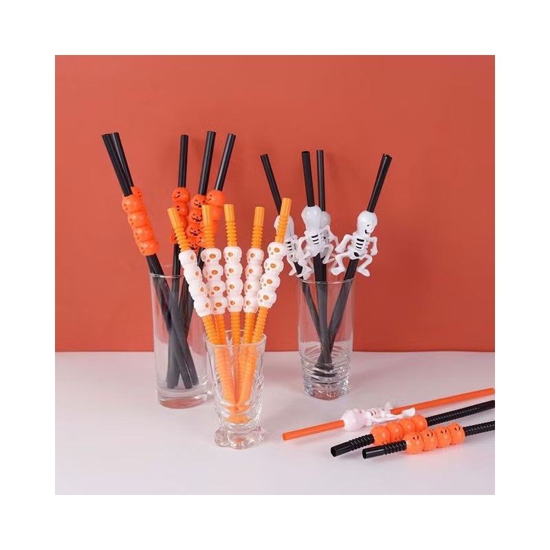 Halloweenowe Słomki z Dyniami Zestaw 5 sztuk Dynia