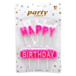 Rozowe Świeczki napis Happy Birthday Barbie Party