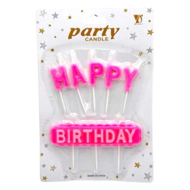 Rozowe Świeczki napis Happy Birthday Barbie Party