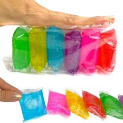 Slime glitter zestaw 6 kolorów w saszetkach masa plastyczna