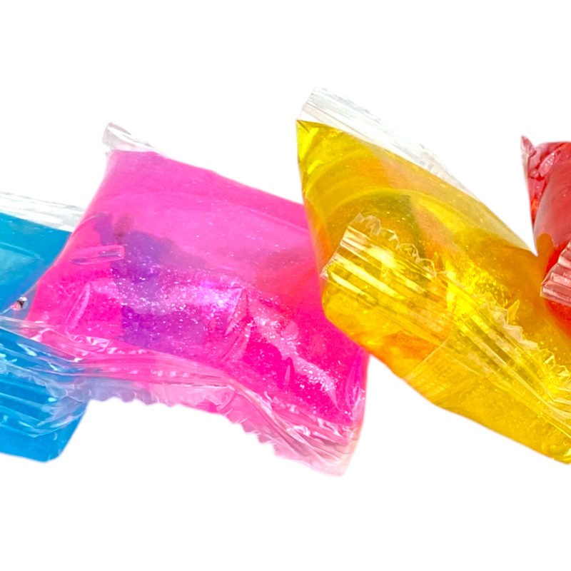 Slime glitter zestaw 6 kolorów w saszetkach masa plastyczna