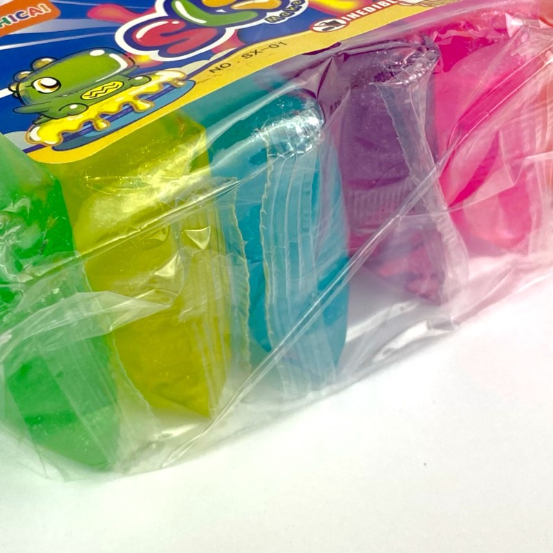 Slime glitter zestaw 6 kolorów w saszetkach masa plastyczna