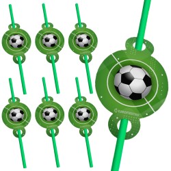 Słomki papierowe imprezowe Piłka nożna futbol 6szt