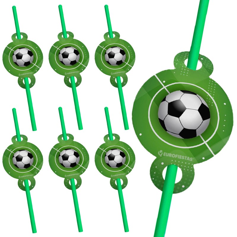 Słomki papierowe imprezowe Piłka nożna futbol 6szt