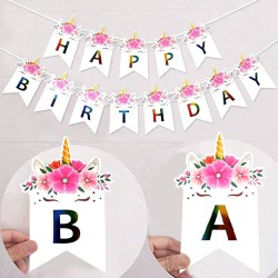 Girlanda Happy Birthday Jednorożec z opaską baner balony konfetti