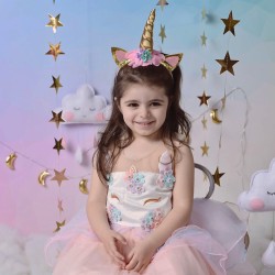 Girlanda Happy Birthday Jednorożec z opaską baner balony konfetti