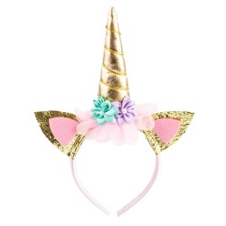 Girlanda Happy Birthday Jednorożec z opaską baner balony konfetti