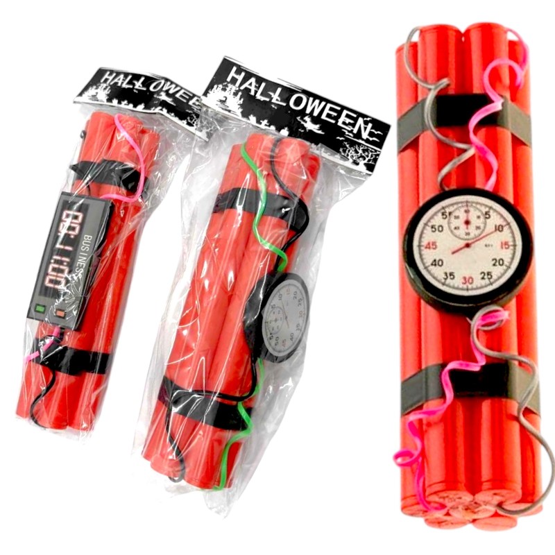 Halloween Atrapa Laski Dynamitu z Zegarem TNT