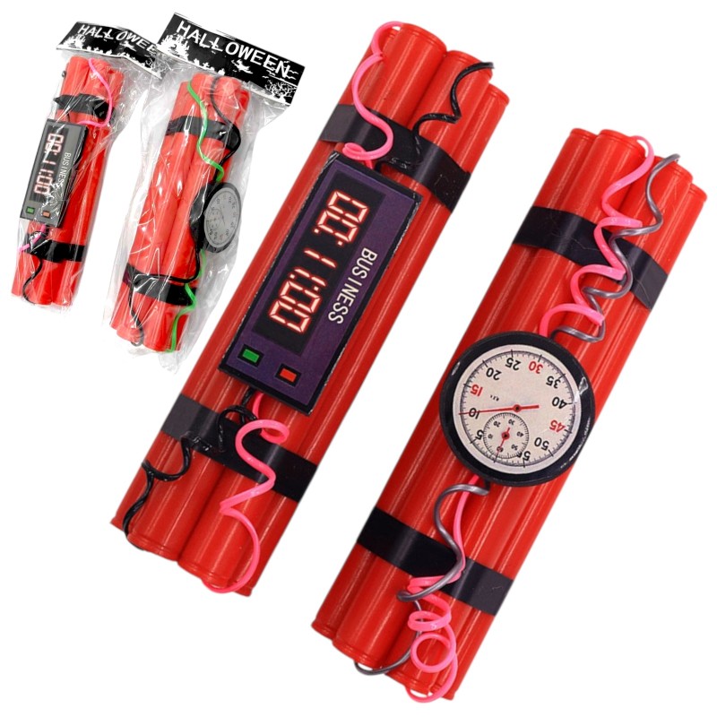 Halloween Atrapa Laski Dynamitu z Zegarem TNT