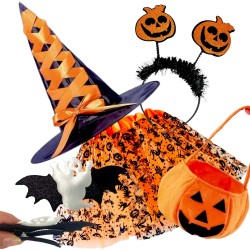 Zestaw Cukierek albo psikus Halloween Wiedźma Dynia