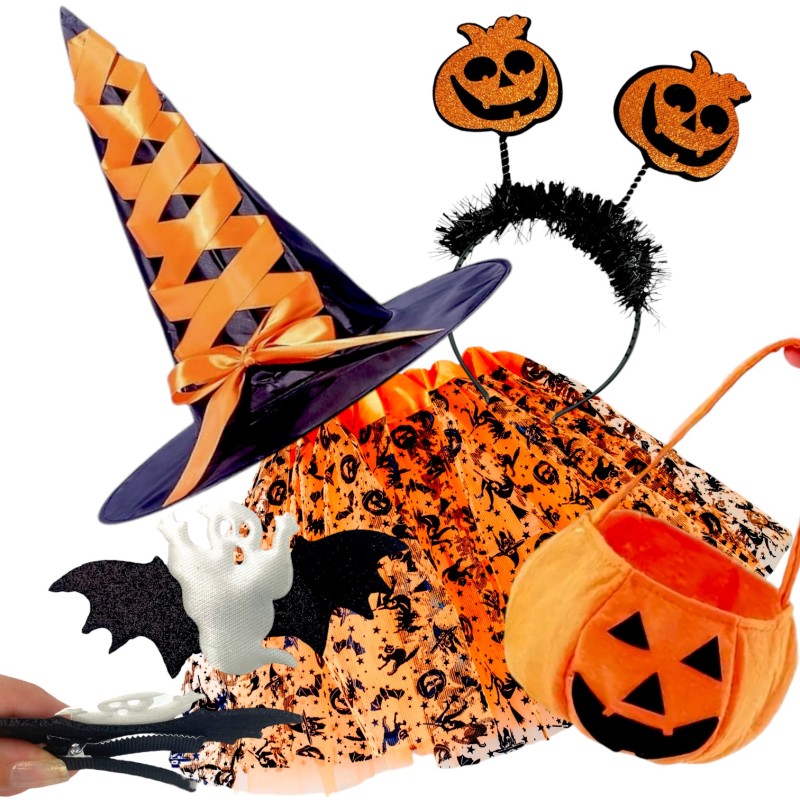 Zestaw Cukierek albo psikus Halloween Wiedźma Dynia