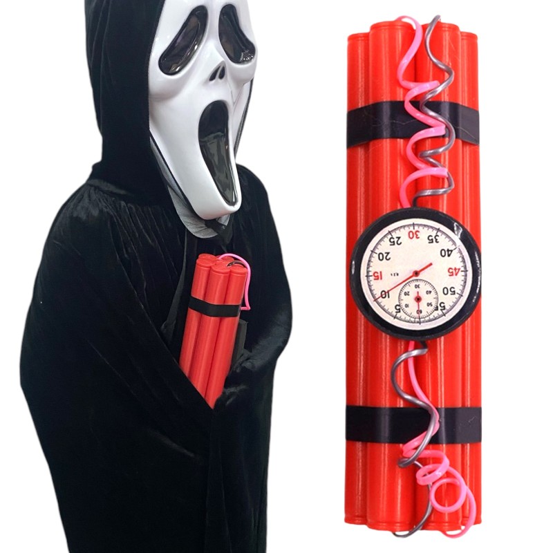 Halloween Atrapa Laski Dynamitu z Zegarem TNT