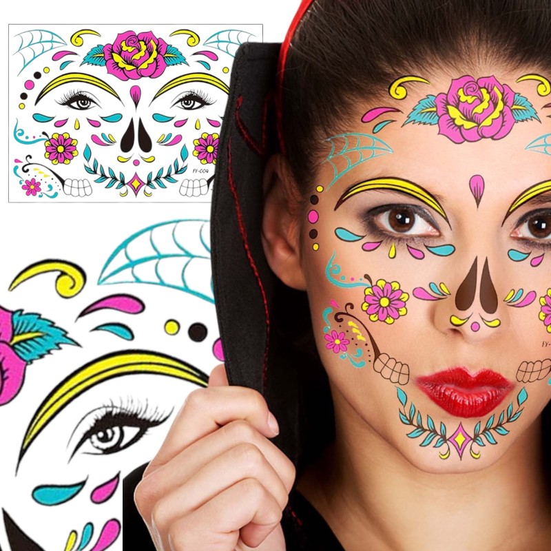 Tatuaż tymczasowy świecący NEON Czaszka SUGER SKULL LaCatrina