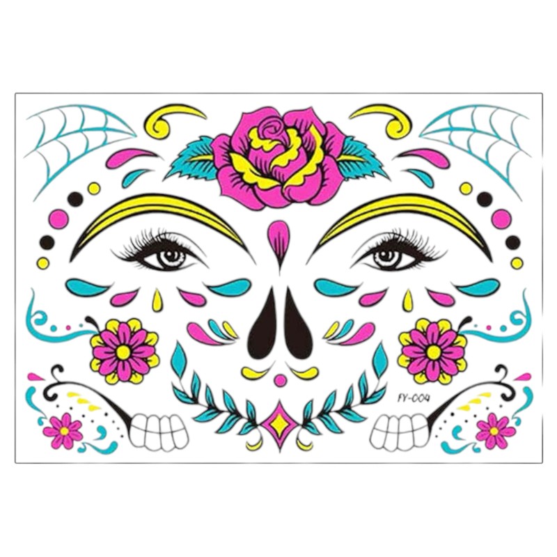 Tatuaż tymczasowy świecący NEON Czaszka SUGER SKULL LaCatrina