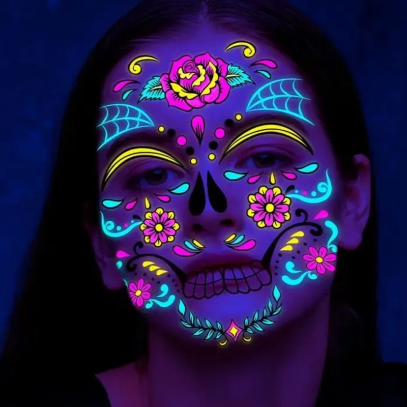 Tatuaż tymczasowy świecący NEON Czaszka SUGER SKULL LaCatrina