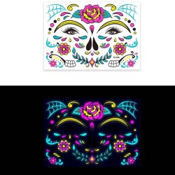 Tatuaż tymczasowy świecący NEON Czaszka SUGER SKULL LaCatrina