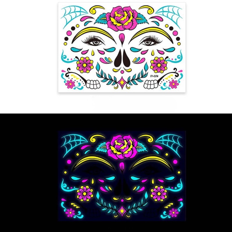 Tatuaż tymczasowy świecący NEON Czaszka SUGER SKULL LaCatrina