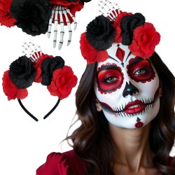 Opaska Halloween COCO LaCatrina Kwiaty Kościotrup Szkielet