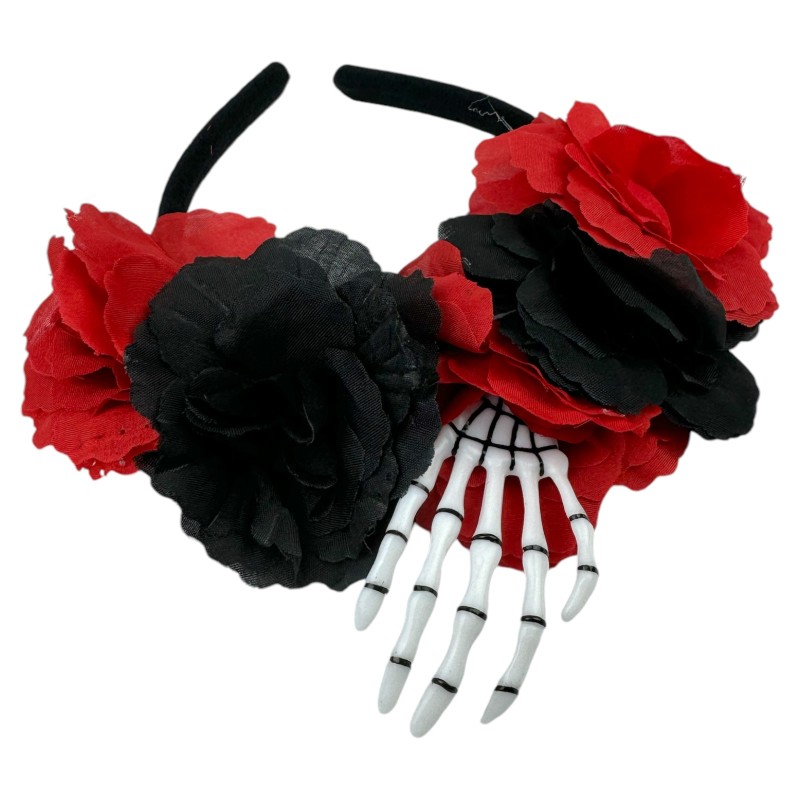 Opaska Halloween COCO LaCatrina Kwiaty Kościotrup Szkielet