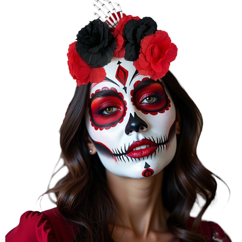 Opaska Halloween COCO LaCatrina Kwiaty Kościotrup Szkielet