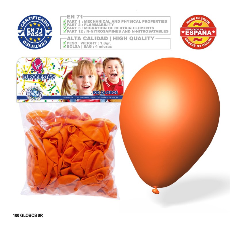 Balony lateksowe pomarańczowe 23 cm 100 sztuk