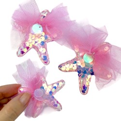 Spinka Rozgwiazda z Cekinami i Tiulową Ozdobą Syrenka perłowa