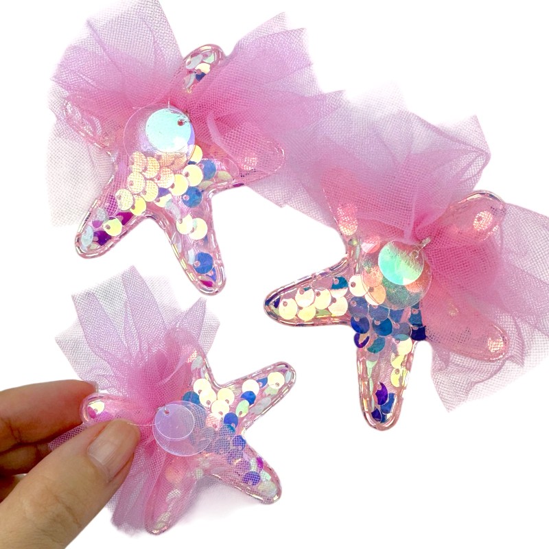 Spinka Rozgwiazda z Cekinami i Tiulową Ozdobą Syrenka perłowa