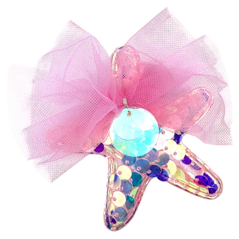 Spinka Rozgwiazda z Cekinami i Tiulową Ozdobą Syrenka perłowa