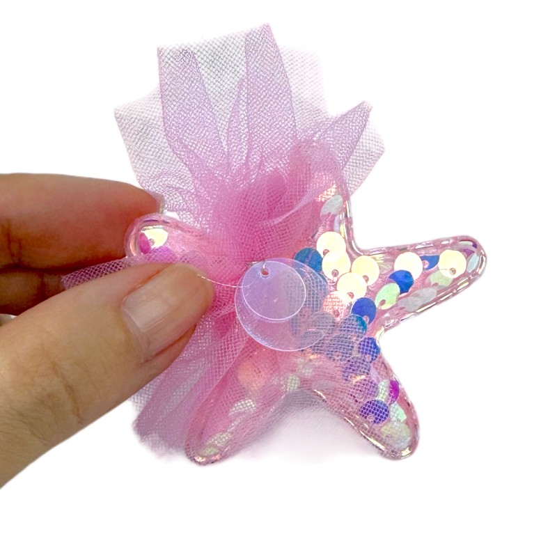 Spinka Rozgwiazda z Cekinami i Tiulową Ozdobą Syrenka perłowa