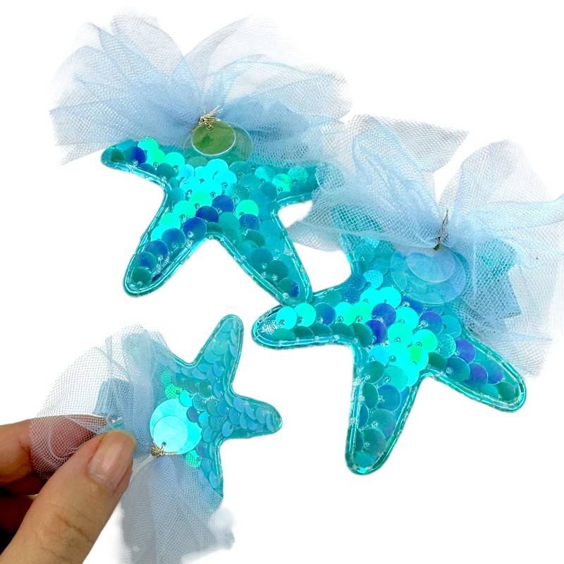 Spinka Rozgwiazda z Cekinami i Tiulową Ozdobą Syrenka perłowa