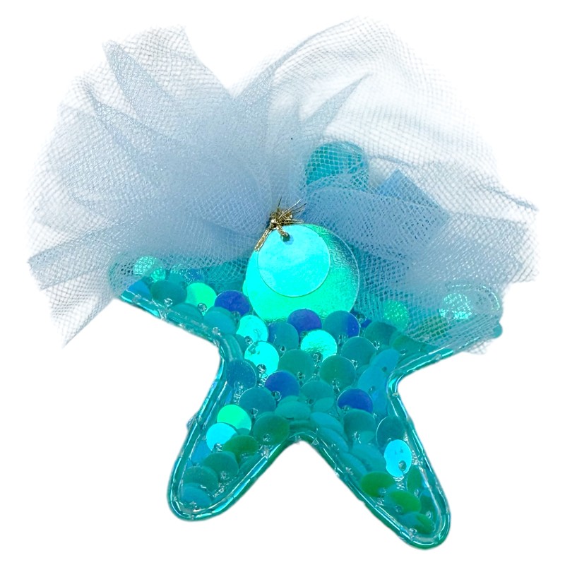 Spinka Rozgwiazda z Cekinami i Tiulową Ozdobą Syrenka perłowa