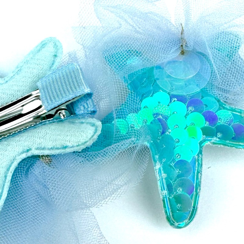 Spinka Rozgwiazda z Cekinami i Tiulową Ozdobą Syrenka perłowa