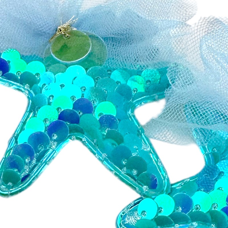 Spinka Rozgwiazda z Cekinami i Tiulową Ozdobą Syrenka perłowa