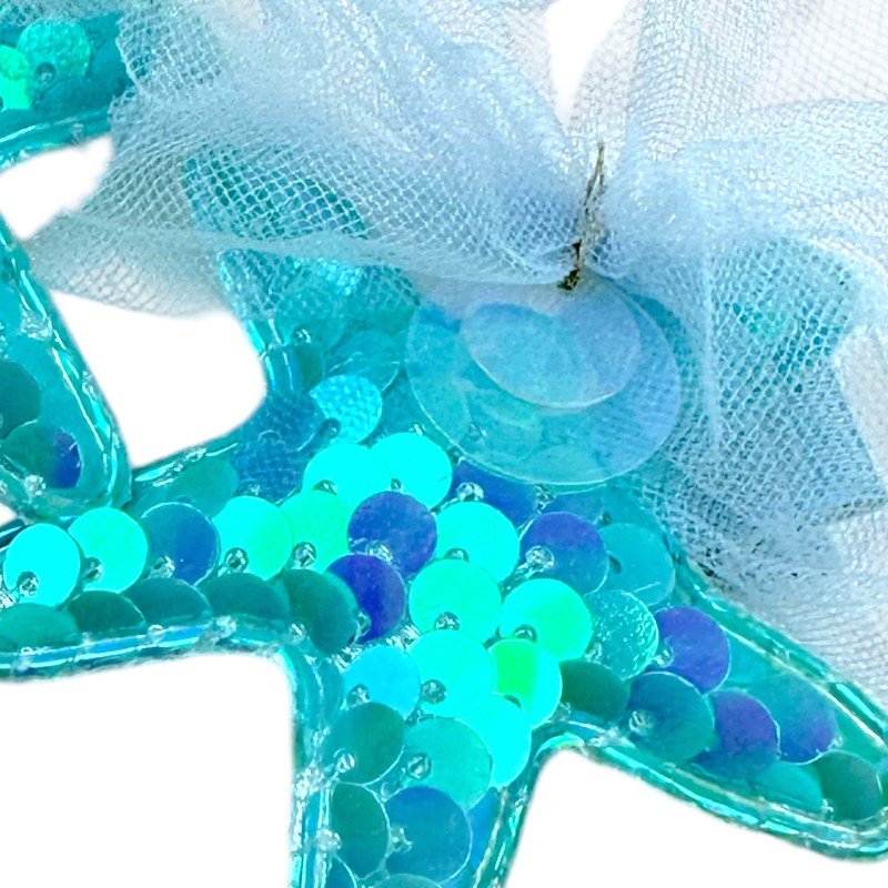 Spinka Rozgwiazda z Cekinami i Tiulową Ozdobą Syrenka perłowa