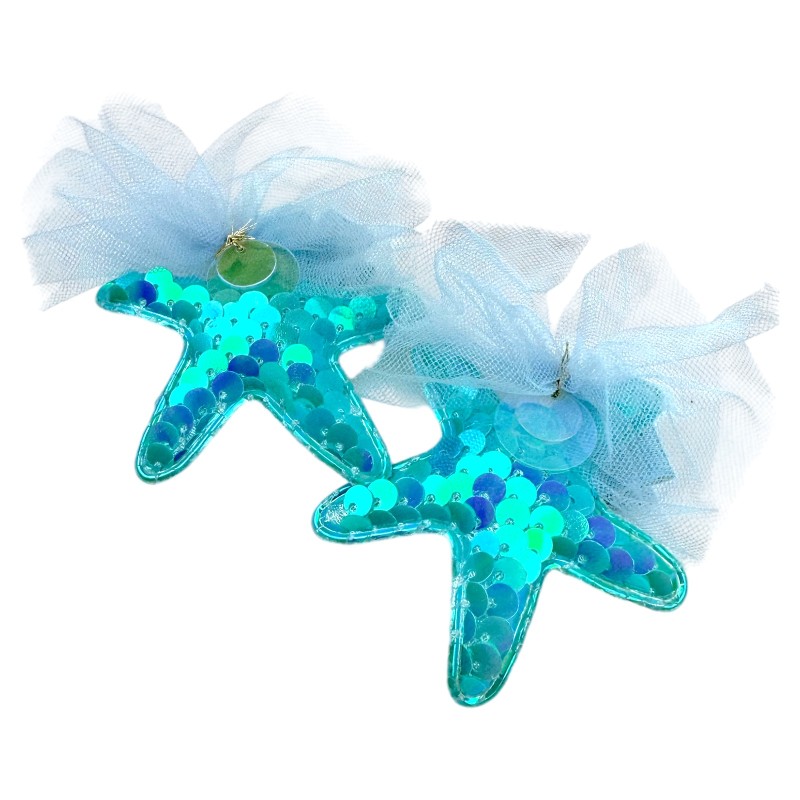 Spinka Rozgwiazda z Cekinami i Tiulową Ozdobą Syrenka perłowa