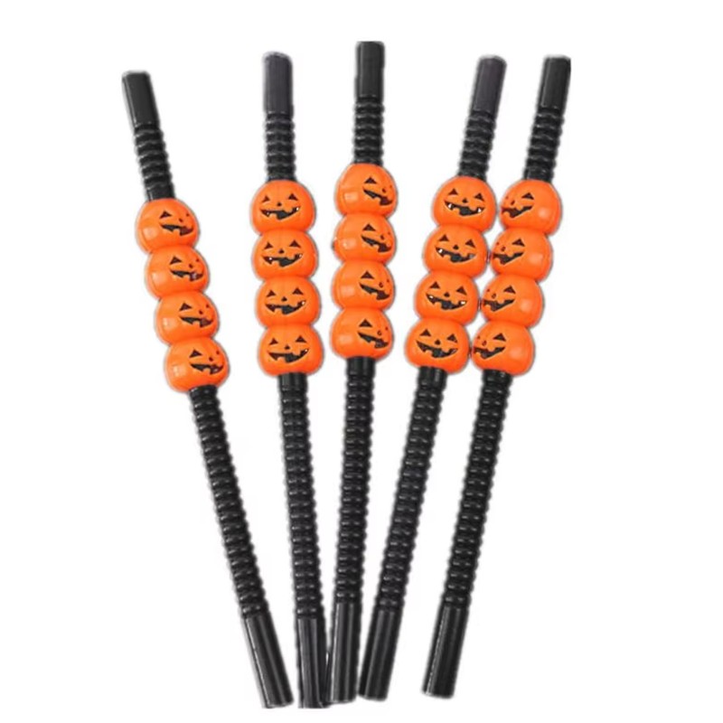 Halloweenowe Słomki z Dyniami Zestaw 5 sztuk Dynia