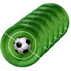 Talerzyki papierowe 23cm Piłka nożna futbol 6szt