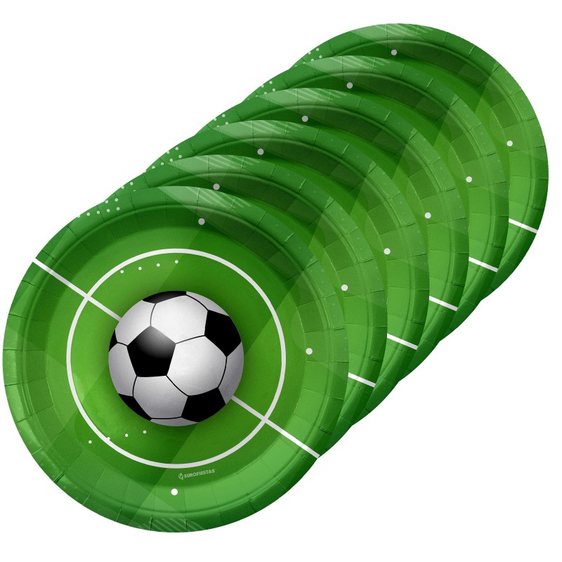 Talerzyki papierowe 23cm Piłka nożna futbol 6szt