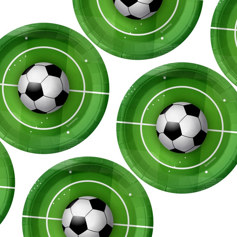 Talerzyki papierowe 23cm Piłka nożna futbol 6szt