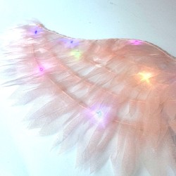 Skrzydełka Pudrowy róż Magiczne Delikatne LED Tiul 56x17cm