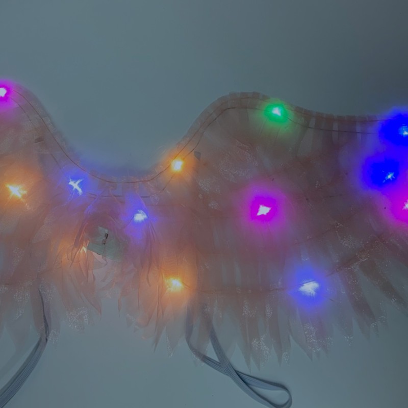 Skrzydełka Pudrowy róż Magiczne Delikatne LED Tiul 56x17cm