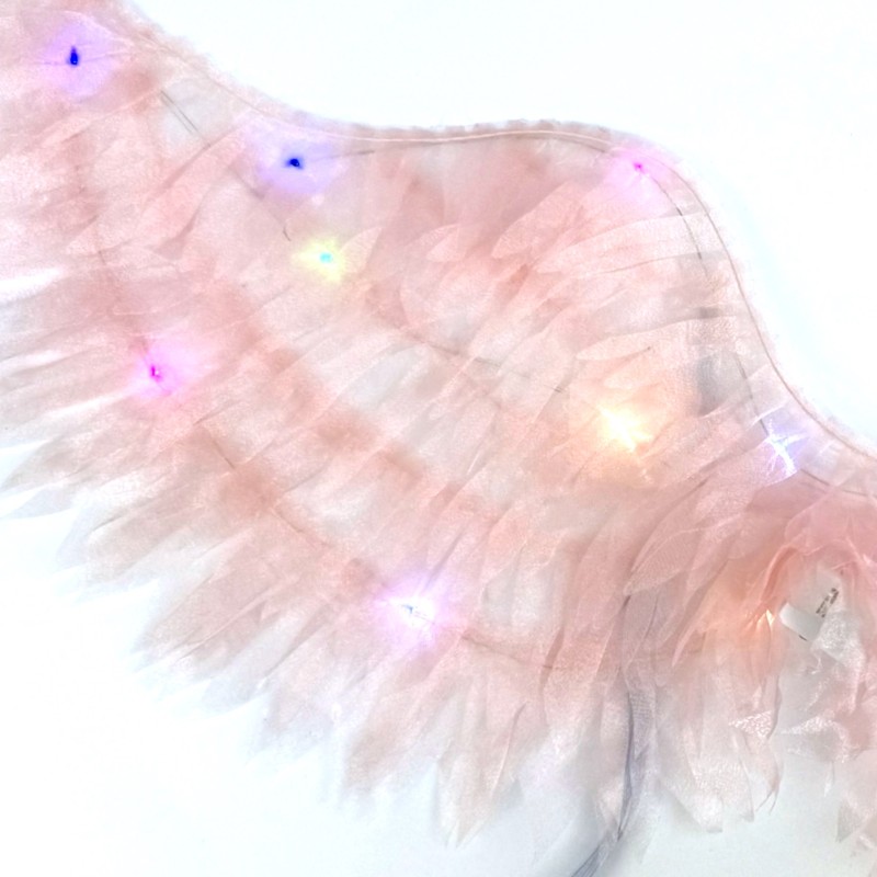 Skrzydełka Pudrowy róż Magiczne Delikatne LED Tiul 56x17cm