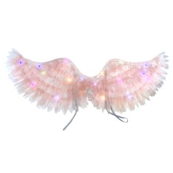 Skrzydełka Pudrowy róż Magiczne Delikatne LED Tiul 56x17cm