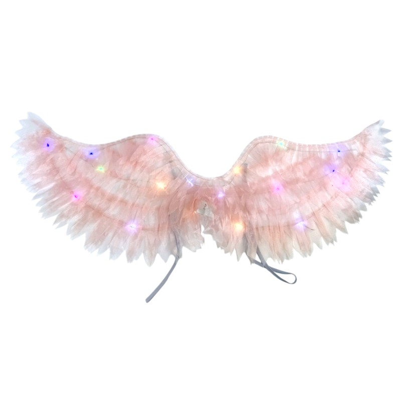 Skrzydełka Pudrowy róż Magiczne Delikatne LED Tiul 56x17cm