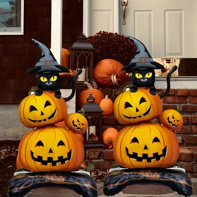 Balon Stojący Dynia z Kotem Halloween 140 cm